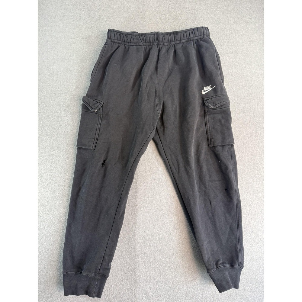Nike Jogger Pants Mens L Black Fleece Cargo Elastic Waist Cuffs CD3129-010